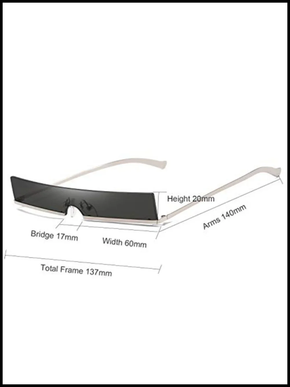 Vintage Frameless Rectangle Sunglasses UV Protection Metal Temples